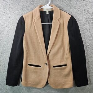 J Crew Colorblock Blazer Camel Black Wool Blend‎ Women Size 2